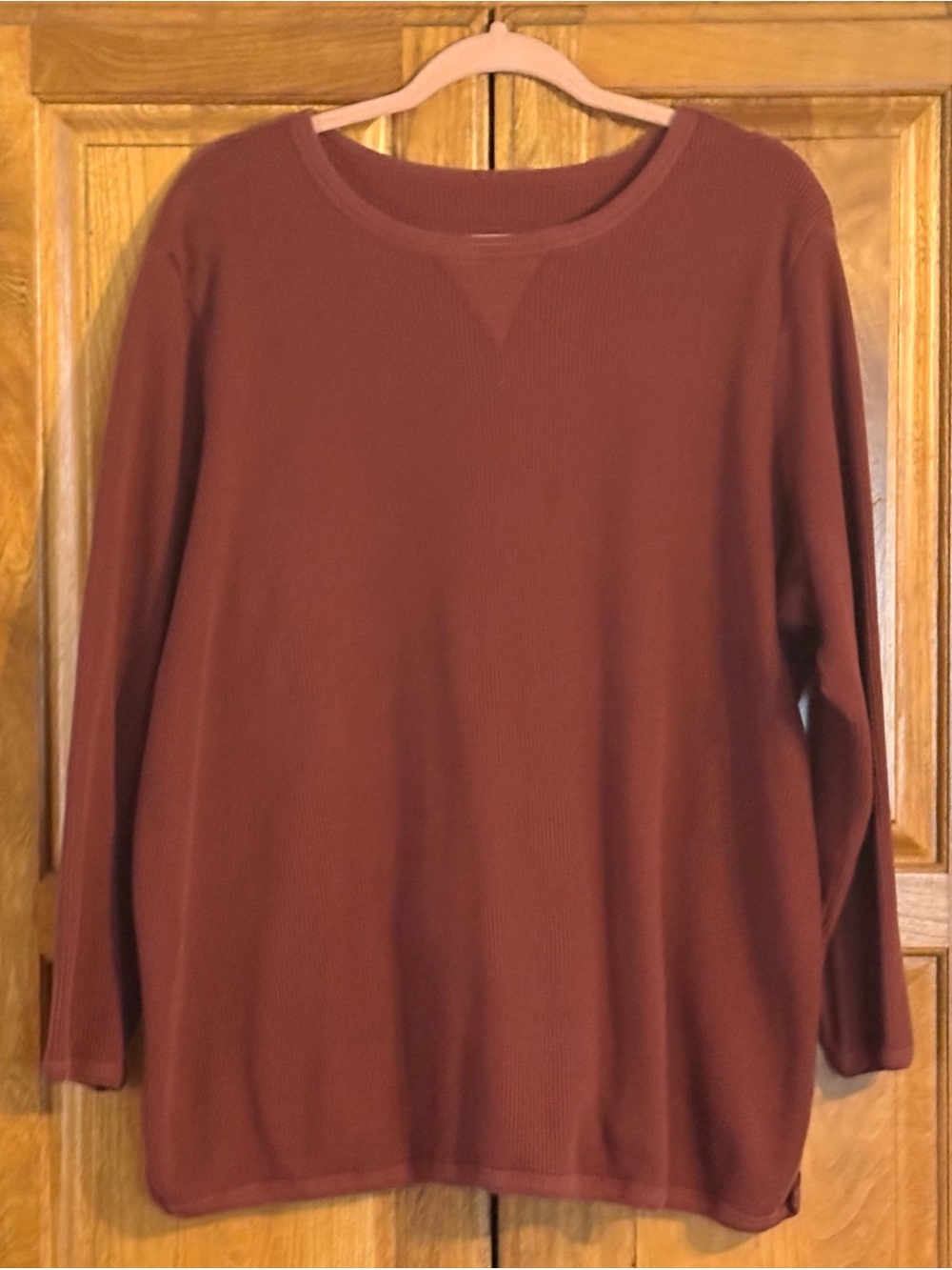 Woman Within Long Sleeve Thermal Sweatshirt 22/24 Red Ochre
